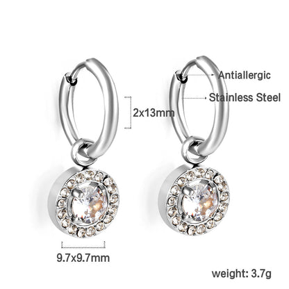 2x13mm circle with round diamond + white diamond hoop earrings