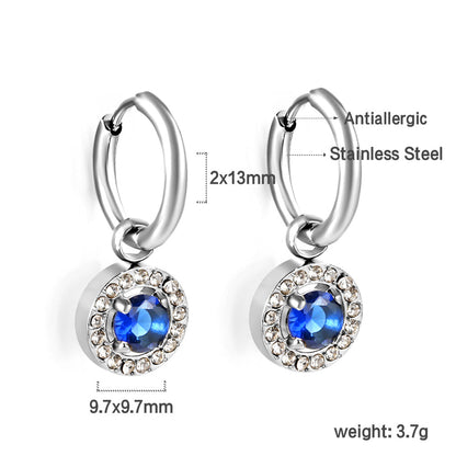 2x13mm circle with round diamond + white diamond hoop earrings