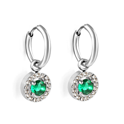 2x13mm circle with round diamond + white diamond hoop earrings