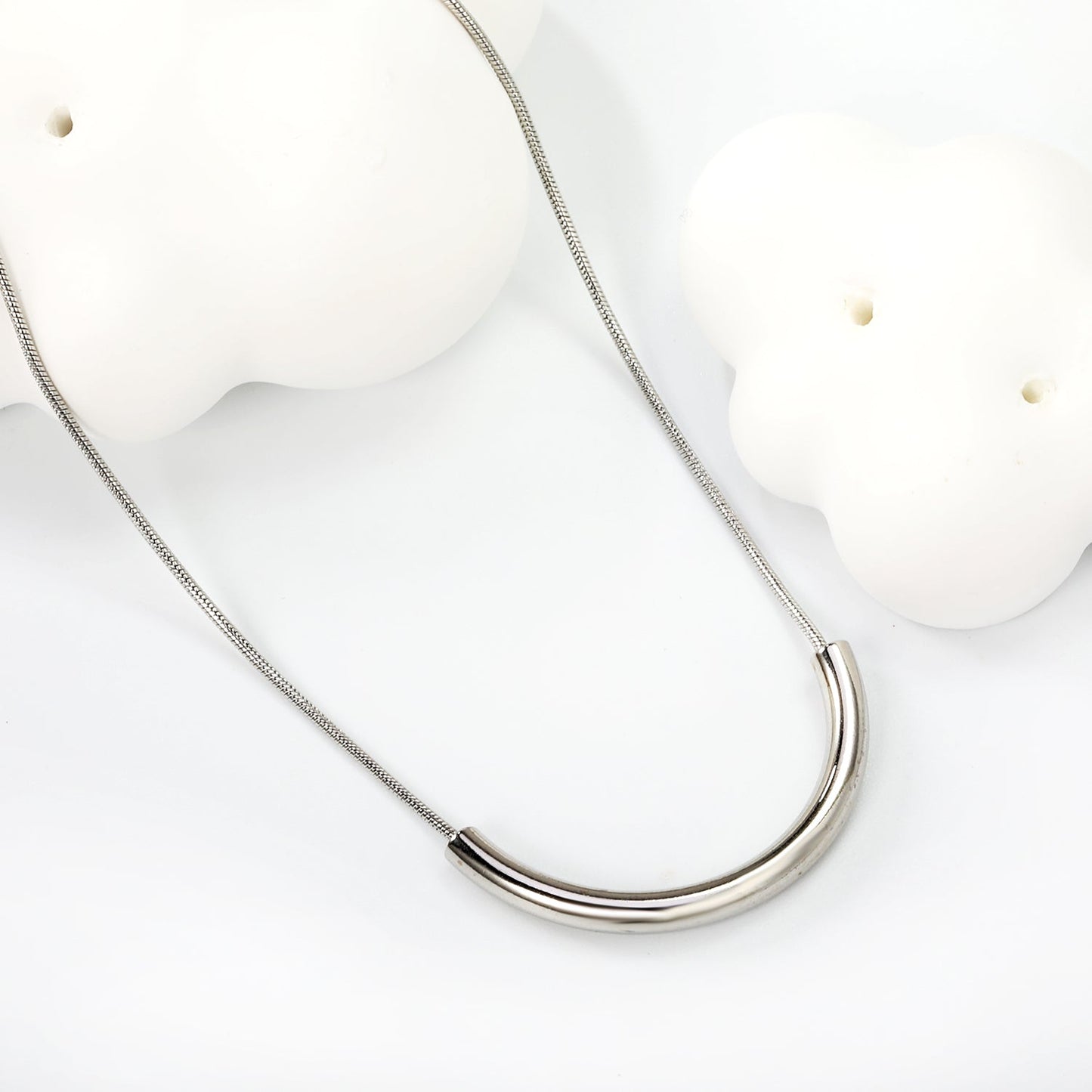 Wire 3*width 32*height 16.3mm flat U-shaped pendant necklace 40+5cm steel color/golden color