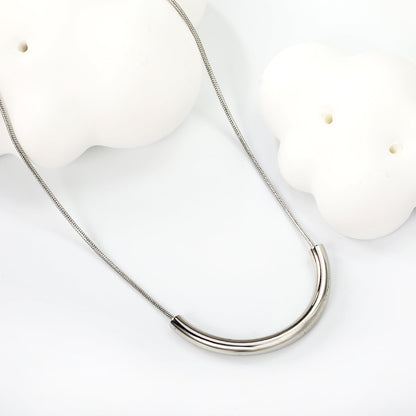 Wire 3*width 32*height 16.3mm flat U-shaped pendant necklace 40+5cm steel color/golden color