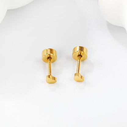 Screw plug 0.8*8mm pin small heart stud earrings 3*2.2mm gold color