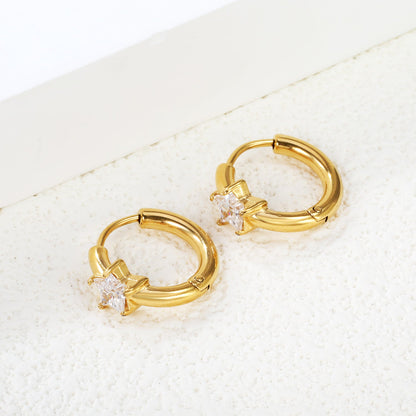 6.5mm star-shaped three-pronged white zirconium ear clips 2.5*inner diameter 11mm steel color gold color