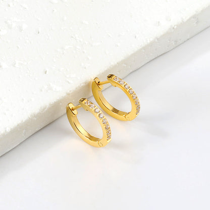 Round earrings with diamonds 1.8*15*16mm