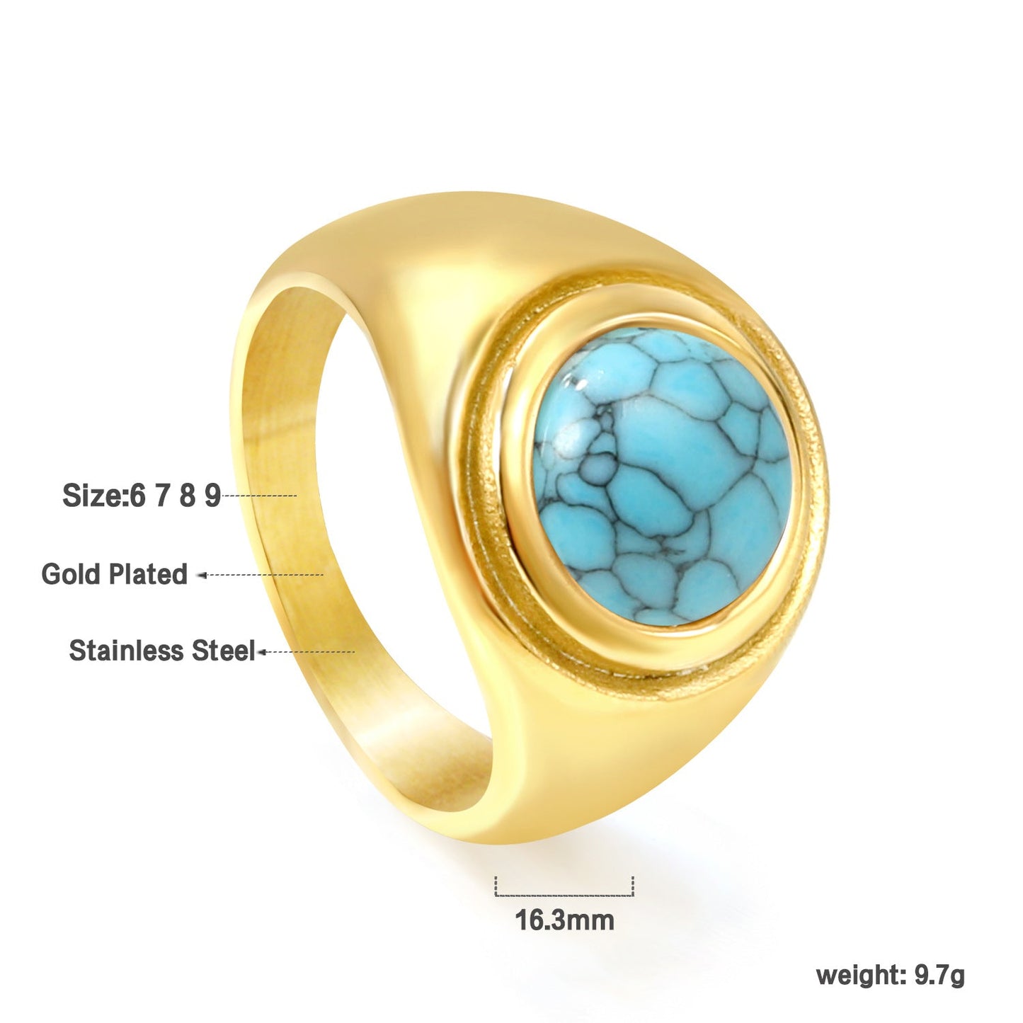 Cast Ring & Round Blue Turquoise Ring