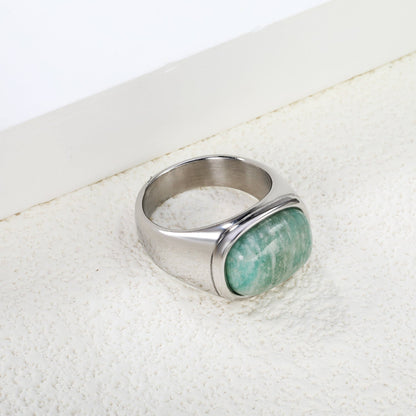 14.6*11mm Chrysocolla Solitaire Steel/Golden