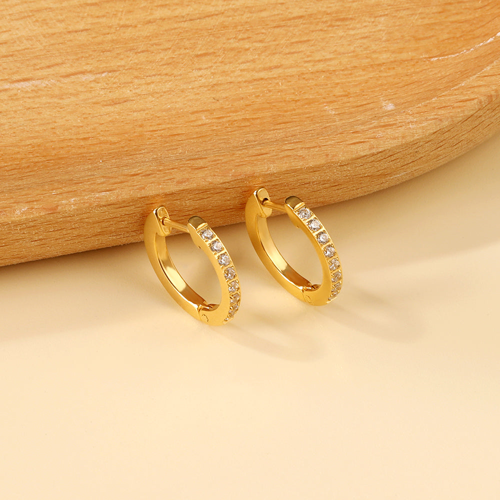 Round earrings with diamonds 1.8*15*16mm