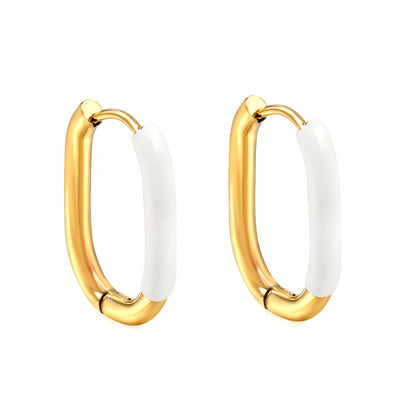 U-Shape Single White/Black/Purple/Pink/Lake Blue Drop Earrings 15.7*20.7*2.5mm