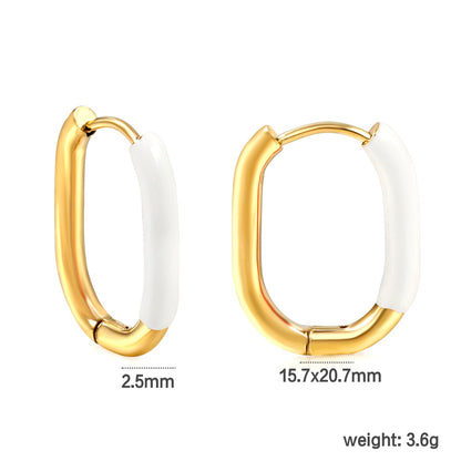 U-Shape Single White/Black/Purple/Pink/Lake Blue Drop Earrings 15.7*20.7*2.5mm