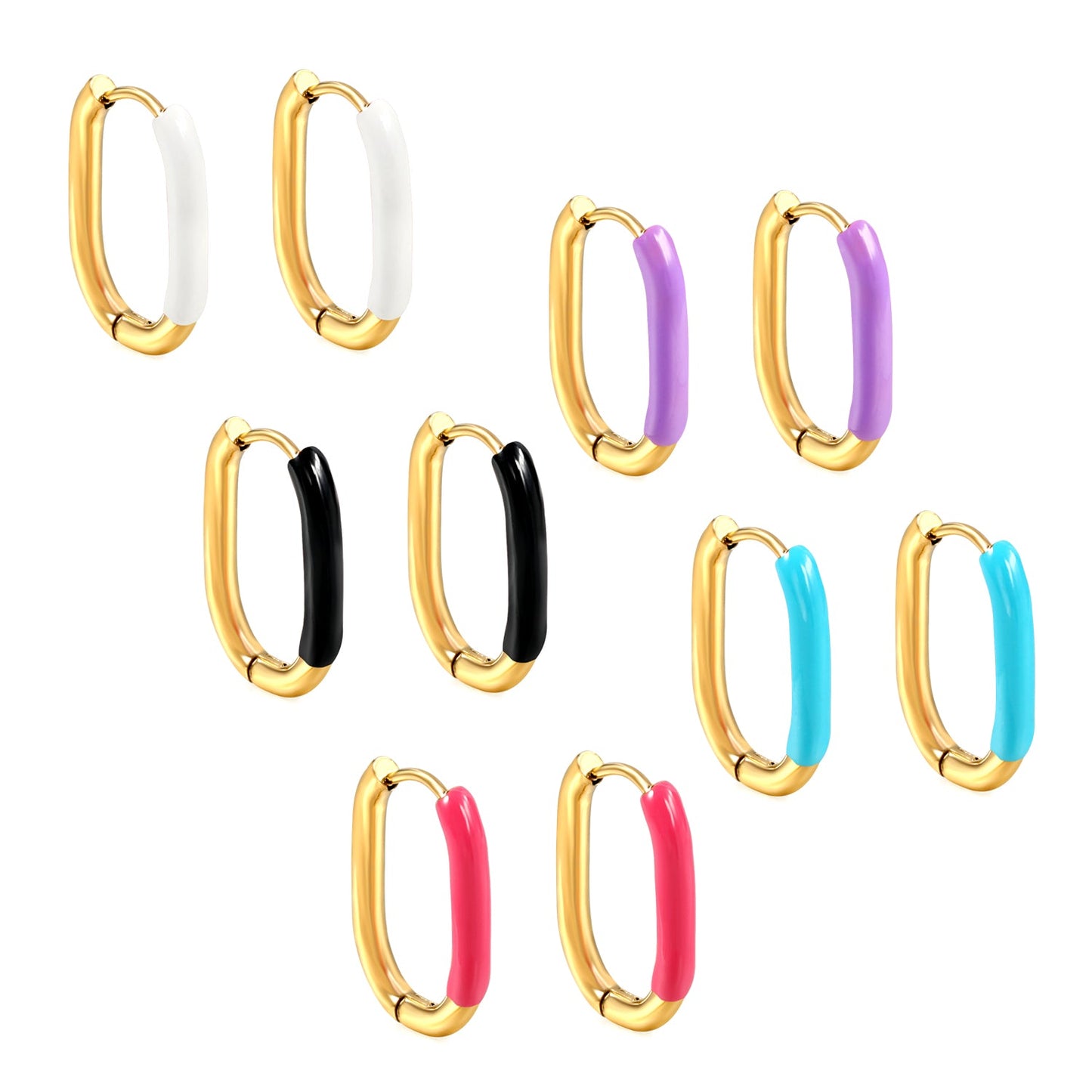 U-Shape Single White/Black/Purple/Pink/Lake Blue Drop Earrings 15.7*20.7*2.5mm