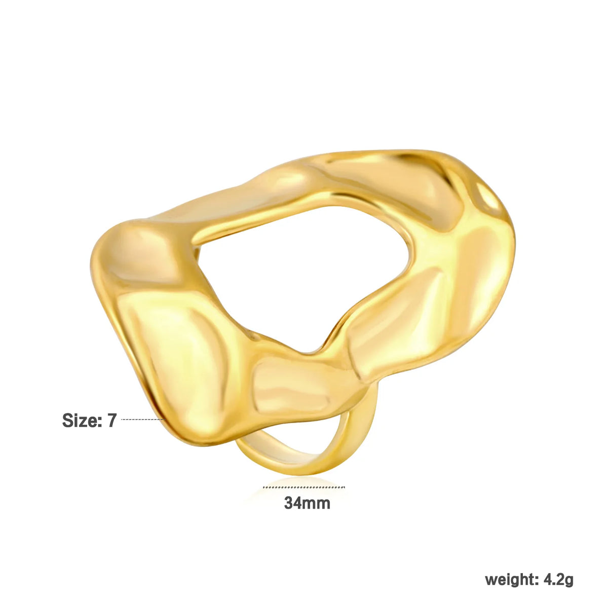 18K Gold Plated Stainless Steel Bold Irregular Hollow Molten Statement Ring | Wholesale MOQ 12