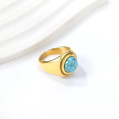 Cast Ring & Round Blue Turquoise Ring