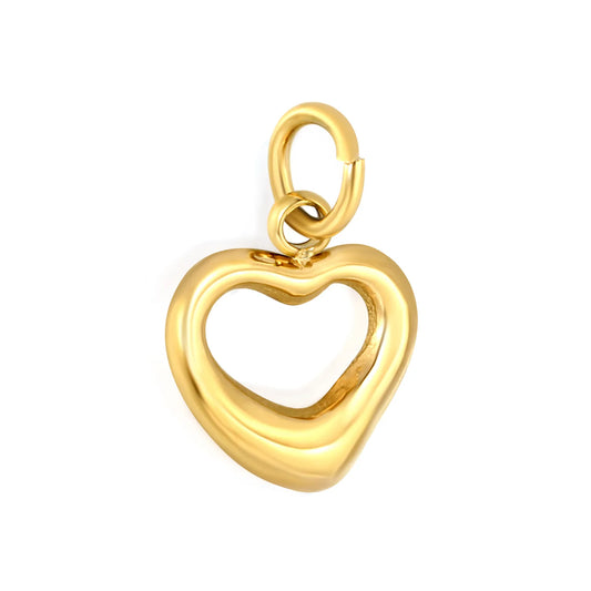 Hollow Open Heart Charm | 18K Gold Plated Stainless Steel Pendant