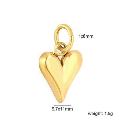 18K Gold Plated Stainless Steel 3D Puffy Heart Charm Pendant