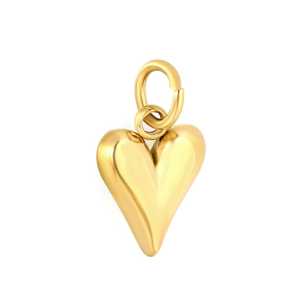 18K Gold Plated Stainless Steel 3D Puffy Heart Charm Pendant