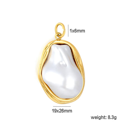 Wrapped Baroque Pearl Charm 18K Gold Plated Stainless Steel Pendant