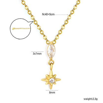Celestial North Star Marquise CZ Rolo Chain Necklace | | 18K Gold Plated | MOQ 12