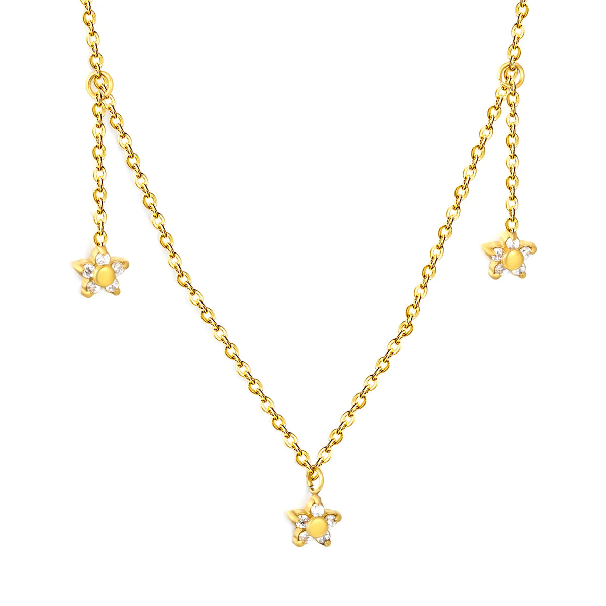 18K Gold Plated Minimalist Layering Necklace | Dainty Multi Star Charms Design | MOQ 12