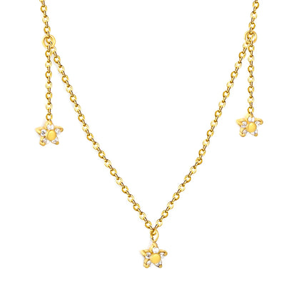 18K Gold Plated Minimalist Layering Necklace | Dainty Multi Star Charms Design | MOQ 12