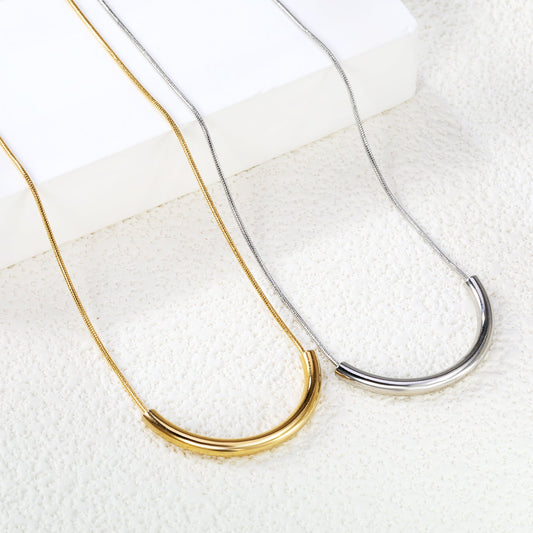 Wire 3*width 32*height 16.3mm flat U-shaped pendant necklace 40+5cm steel color/golden color