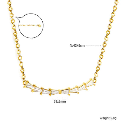 Horizontal Baguette Crystal Curved Bar Choker Necklace | Rolo Chain Statement Necklace | Wholesale MOQ 12