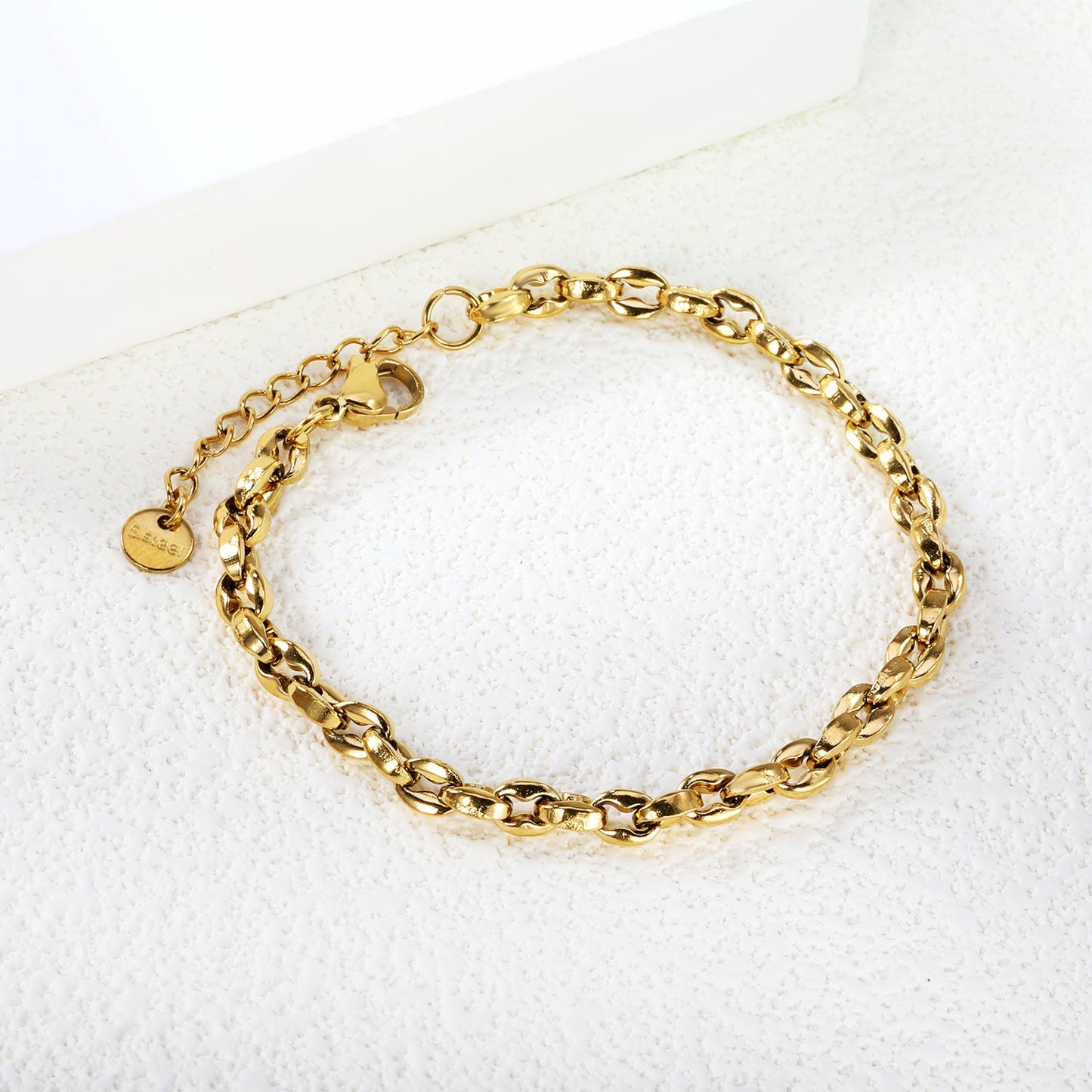 Thick 2.3*Width 4.5*Height 6mmAccessory Clasp Bracelet 17+3+6mm Round Tail Plaque Gold Color
