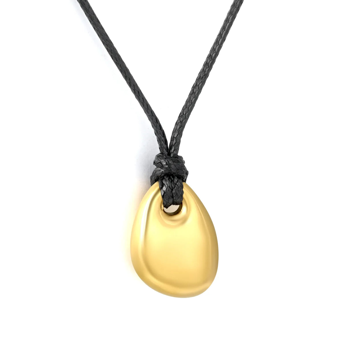 Minimalist Irregular Water Drop Matte Gold Pendant Black Rope Cord Necklace | 18K Gold Plated | Wholesale MOQ 12
