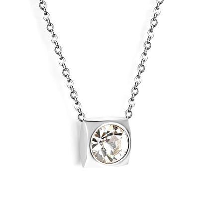 Necklace with 5 colors in square setting 42+5cm