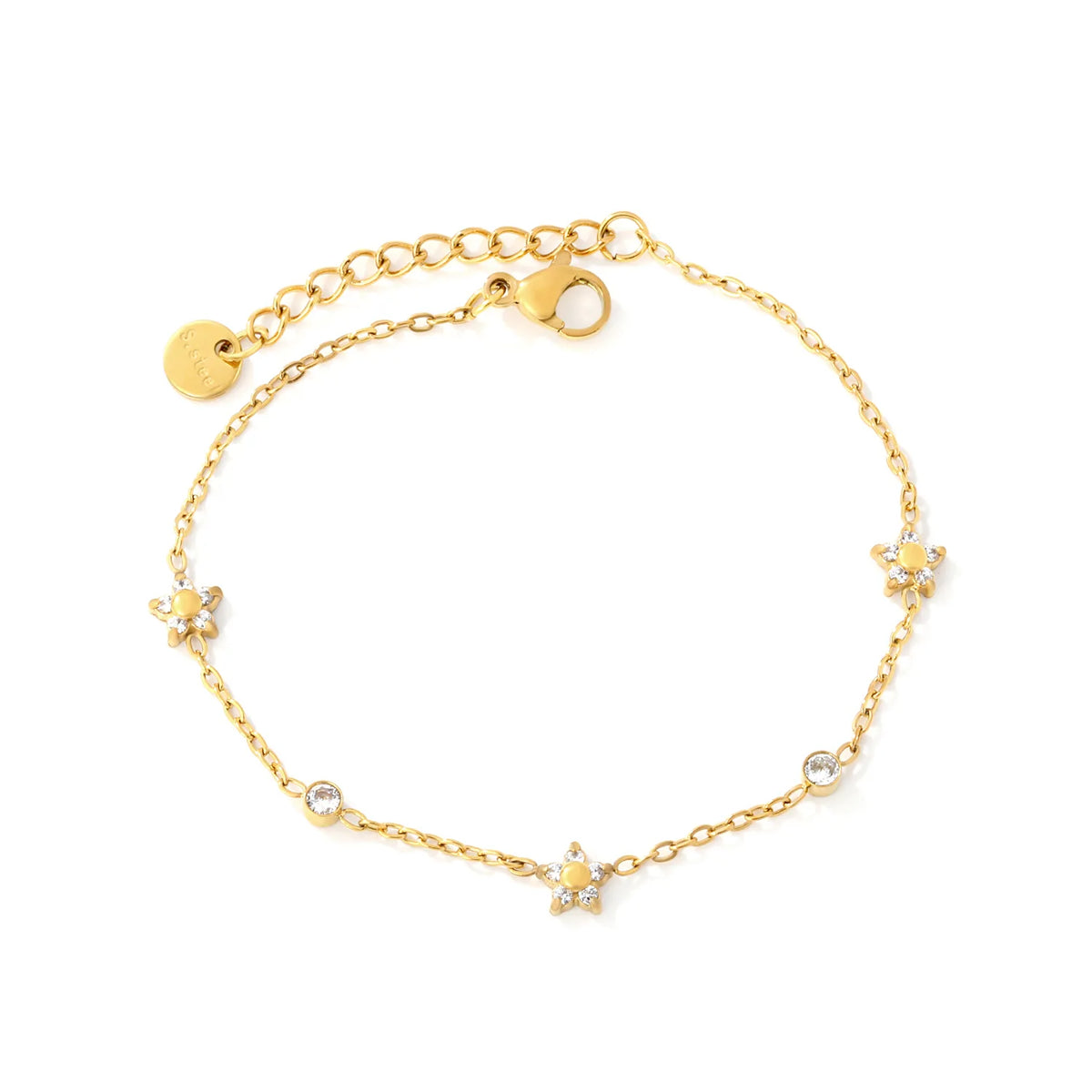 Whimsical Star Station Zircon Bracelet | 17+3cm Adjustable | 18K Gold Plated Jewelry MOQ 12