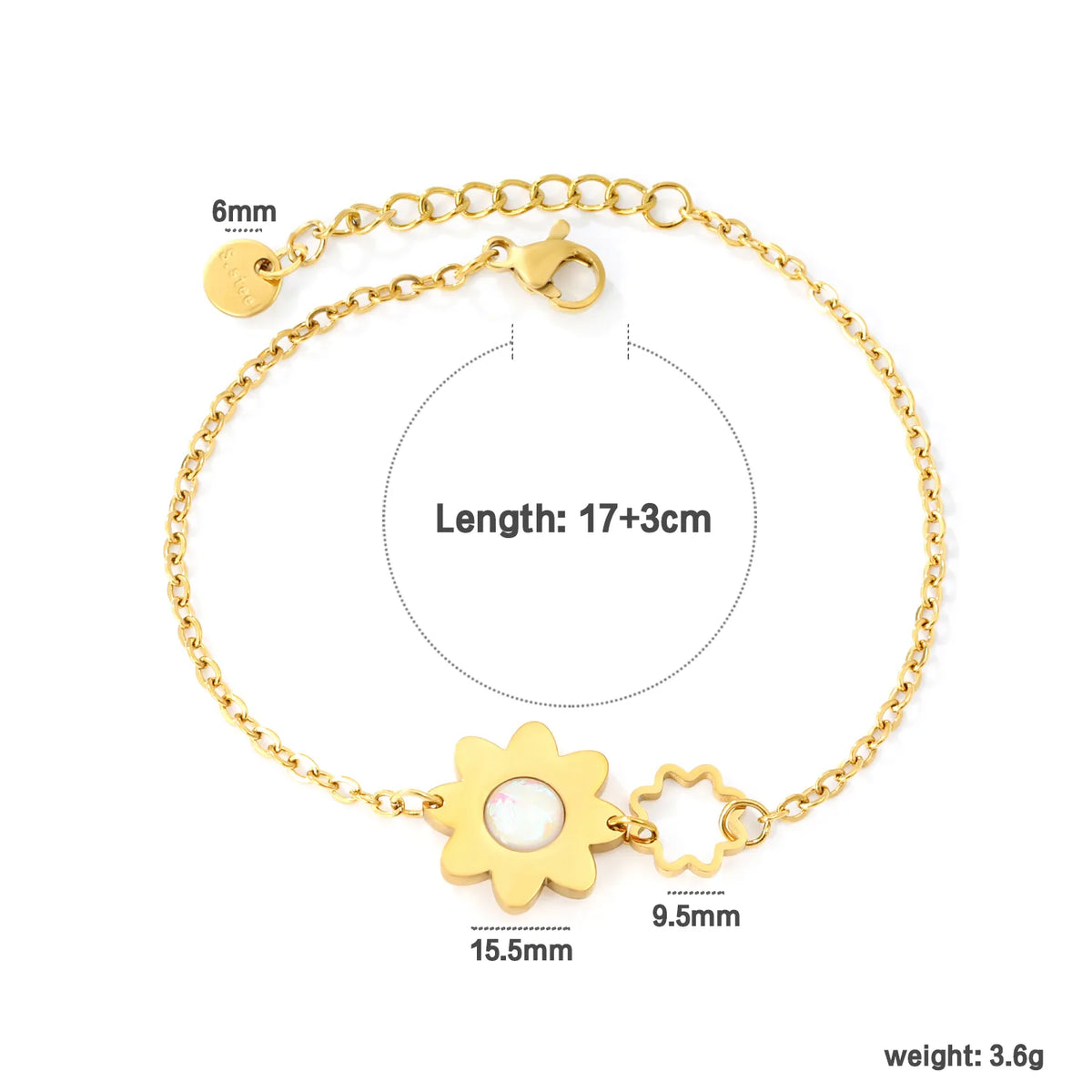18K Gold Plated Dual Flower Opal Inlay Bracelet Wholesale | MOQ 12
