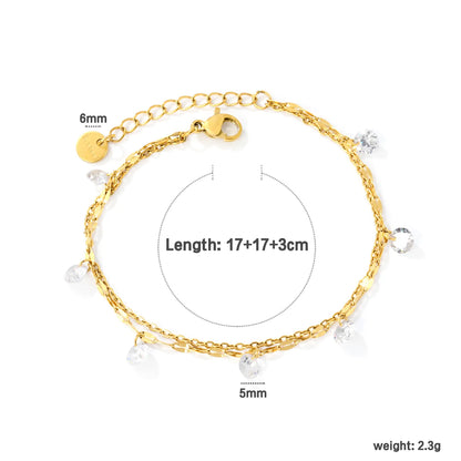 18K Gold Plated Double Layer Teardrop Zircon Bracelet | MOQ 12