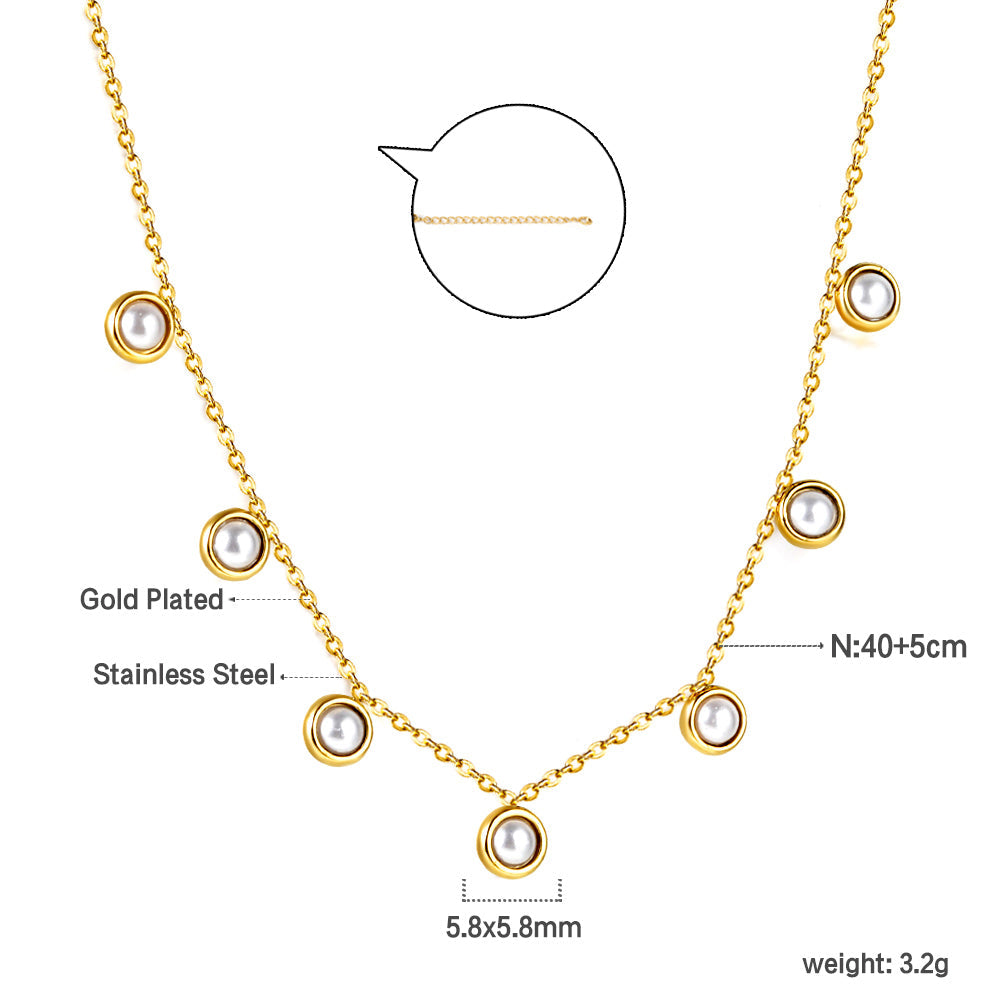 7 Half White Pearls Pendant Necklace 40+5cm