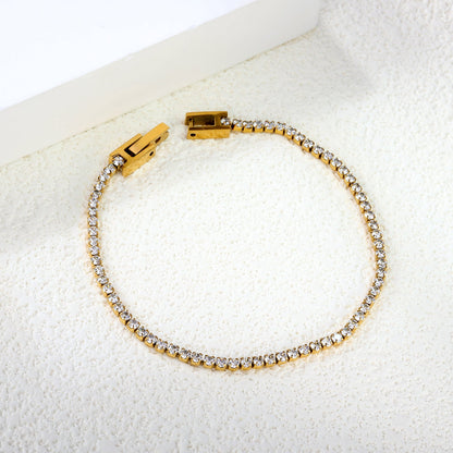 2mm/3mm round purple/pink/mixed/black crystal/white zirconium clasp bracelet 17cm steel/gold color