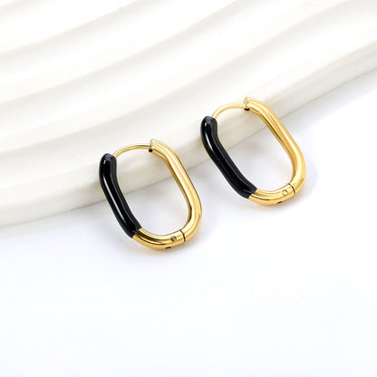 U-Shape Single White/Black/Purple/Pink/Lake Blue Drop Earrings 15.7*20.7*2.5mm