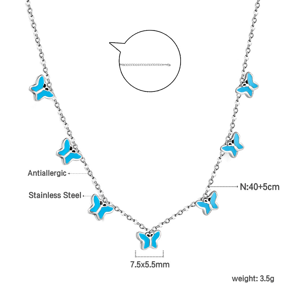 Heart + Butterfly Oil Drop Pendant Necklace