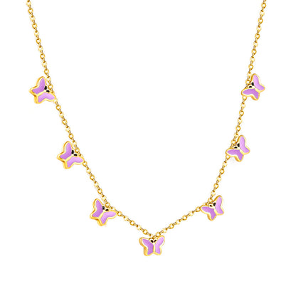 Heart + Butterfly Oil Drop Pendant Necklace