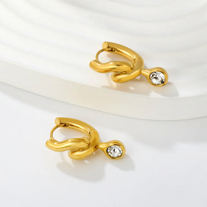 Twist Knot CZ Drop Huggie Hoop Earrings |  Statement Earrings Wholesale MOQ 12