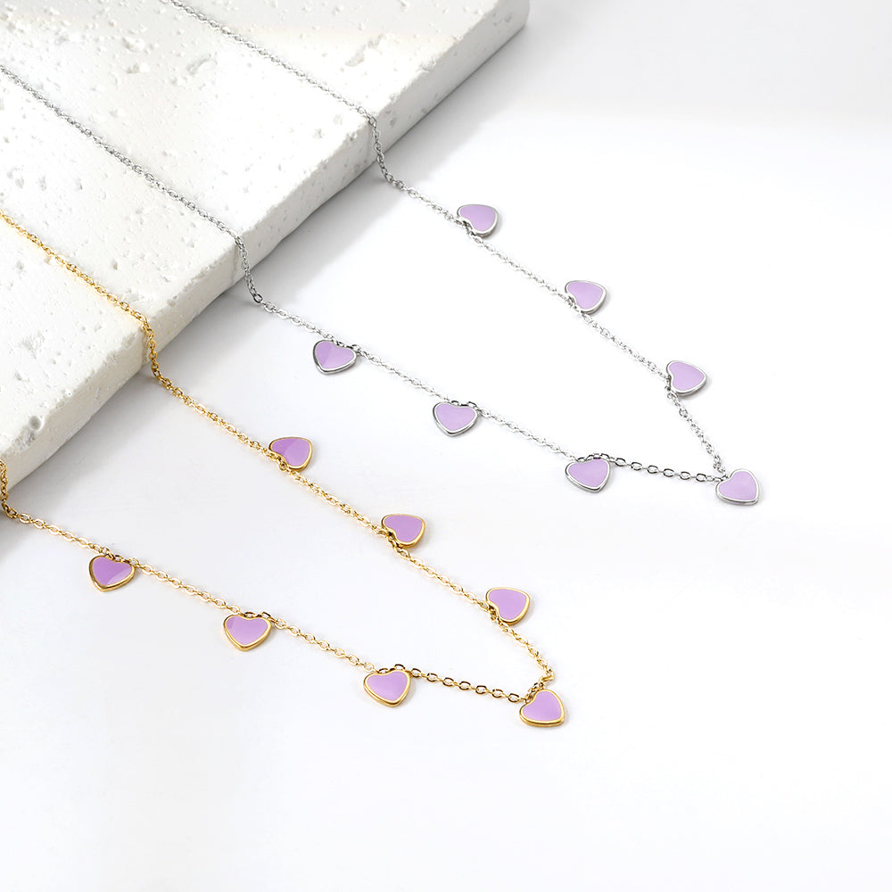 Heart + Butterfly Oil Drop Pendant Necklace