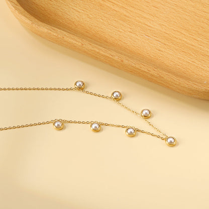 7 Half White Pearls Pendant Necklace 40+5cm