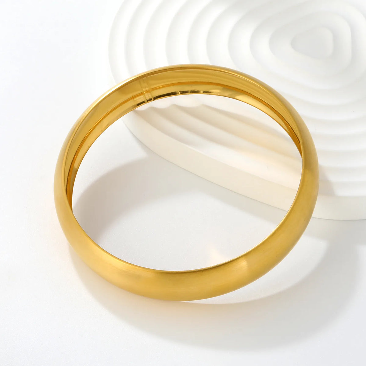 Smooth Matte Gold Stainless Steel Bangle | 25/30mm Width | 18K Gold Plated Wrist Cuff | WholesaleMOQ 12