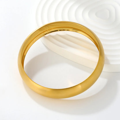 Smooth Matte Gold Stainless Steel Bangle | 25/30mm Width | 18K Gold Plated Wrist Cuff | WholesaleMOQ 12