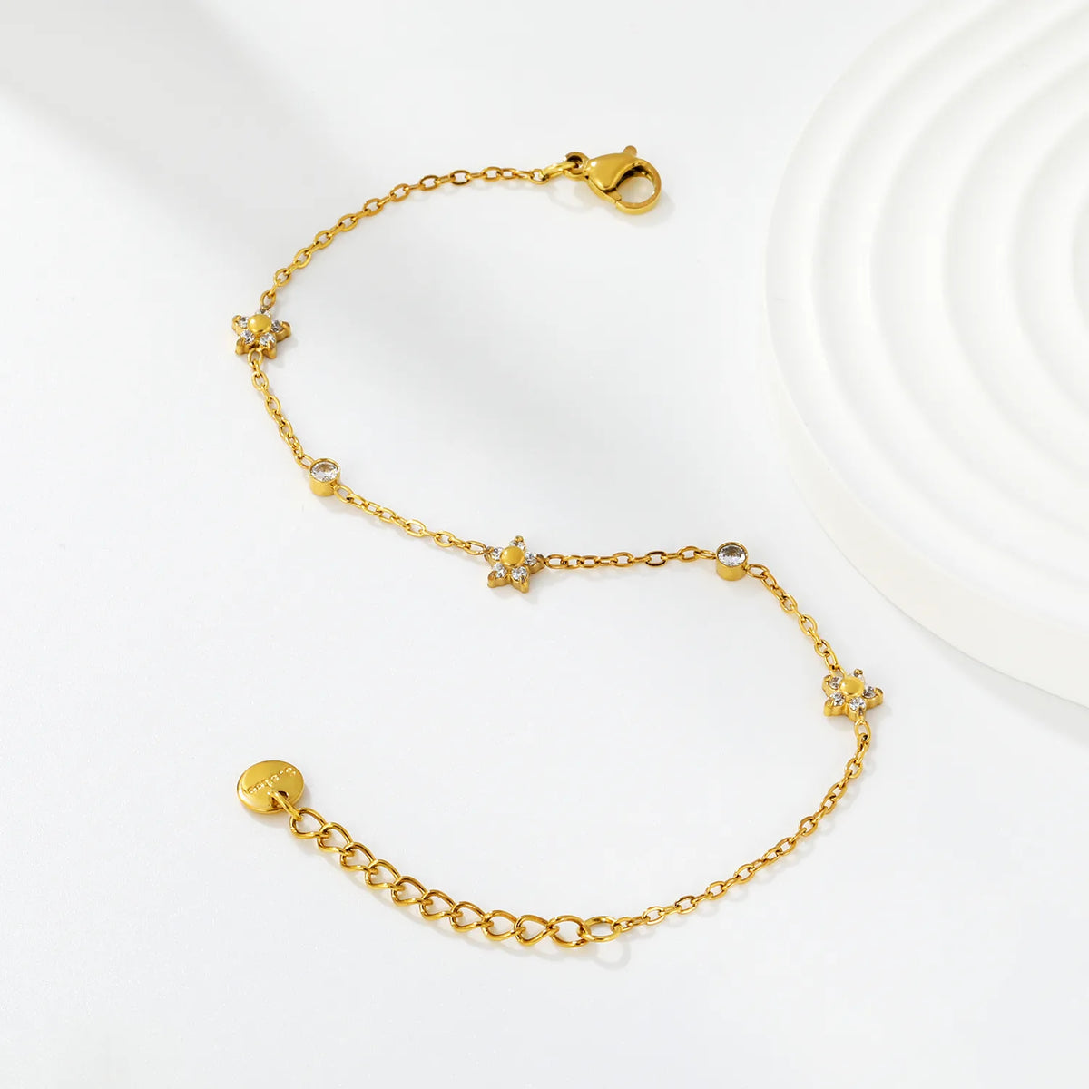 Whimsical Star Station Zircon Bracelet | 17+3cm Adjustable | 18K Gold Plated Jewelry MOQ 12