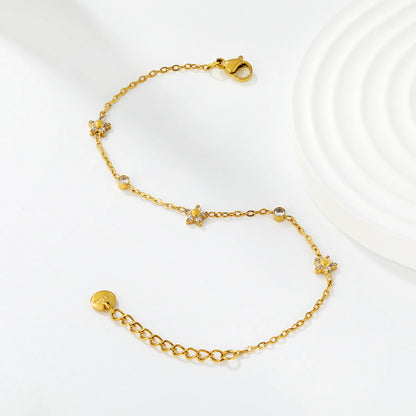 Whimsical Star Station Zircon Bracelet | 17+3cm Adjustable | 18K Gold Plated Jewelry MOQ 12