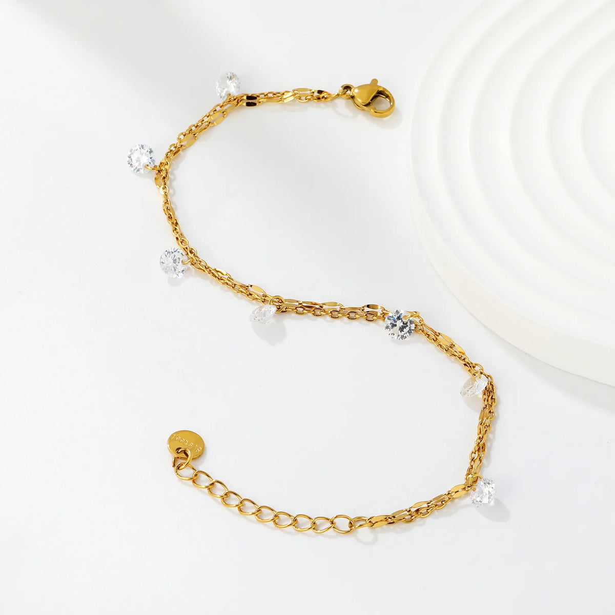 18K Gold Plated Double Layer Teardrop Zircon Bracelet | MOQ 12