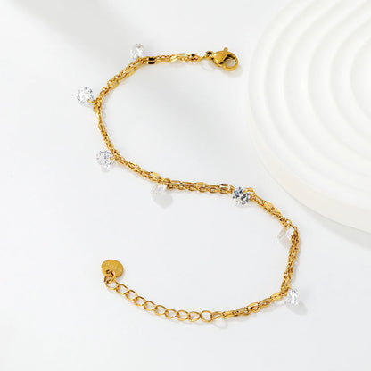 18K Gold Plated Double Layer Teardrop Zircon Bracelet | MOQ 12