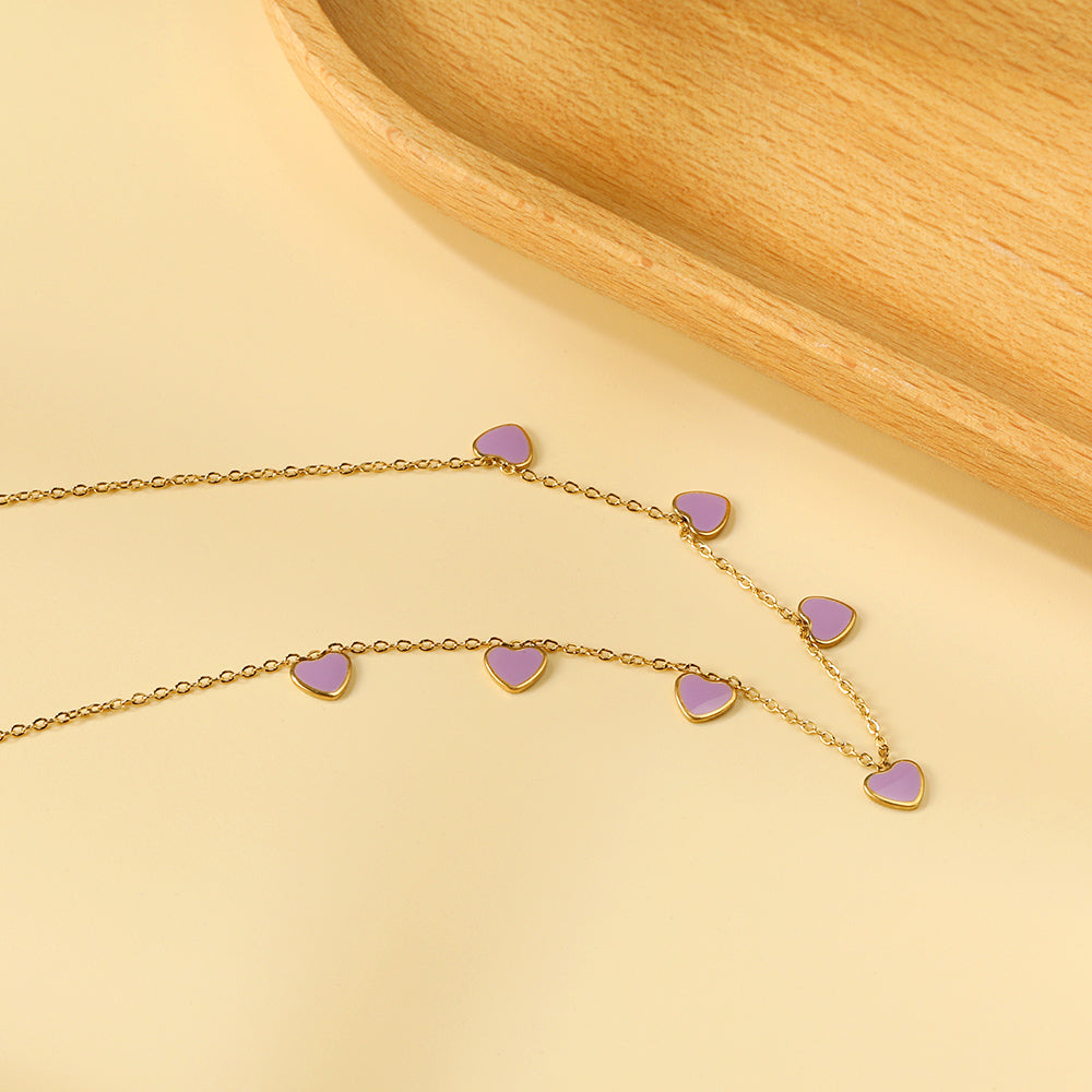 Heart + Butterfly Oil Drop Pendant Necklace