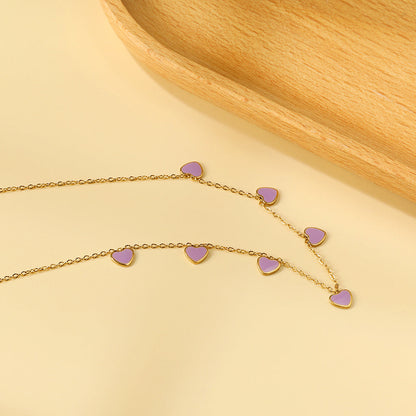 Heart + Butterfly Oil Drop Pendant Necklace