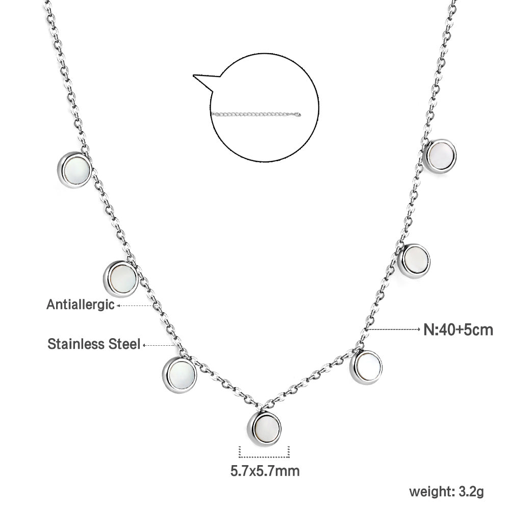 7 White Shell Pendant Necklace 40+5cm