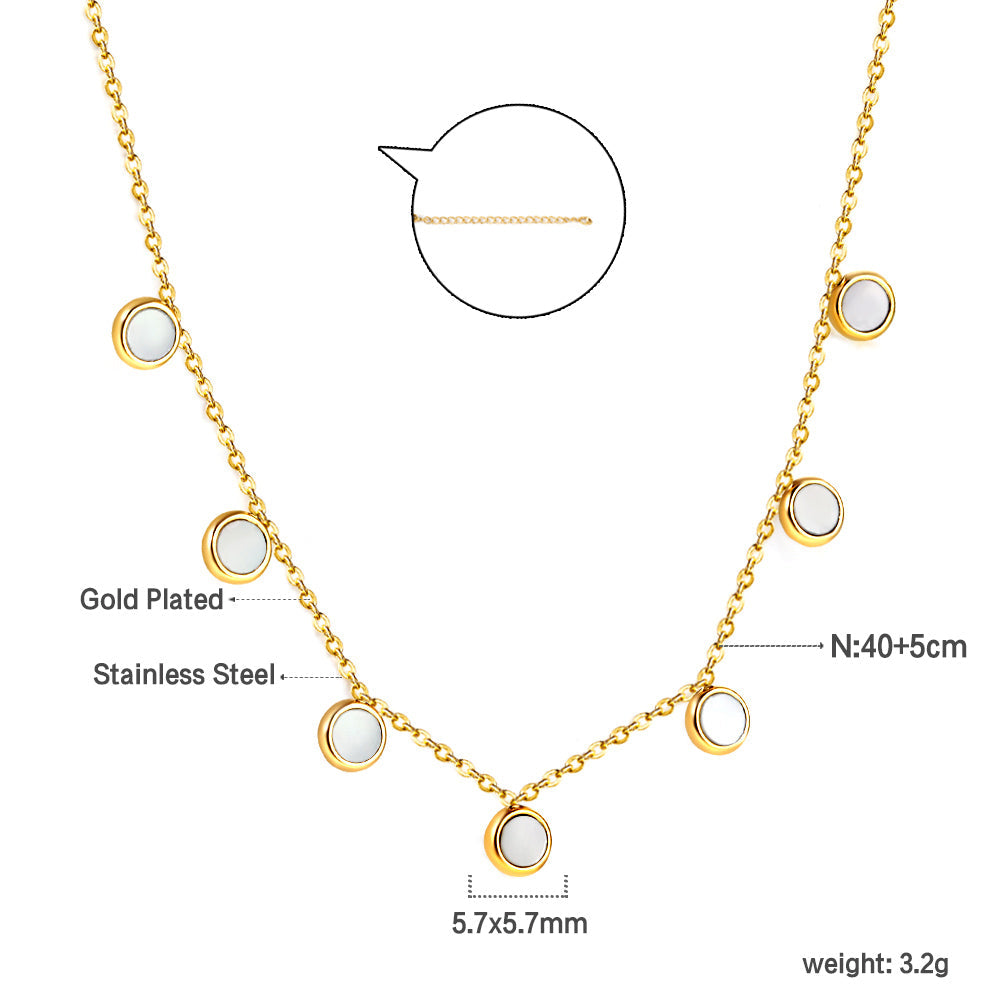 7 White Shell Pendant Necklace 40+5cm