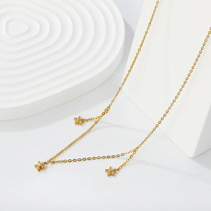18K Gold Plated Minimalist Layering Necklace | Dainty Multi Star Charms Design | MOQ 12